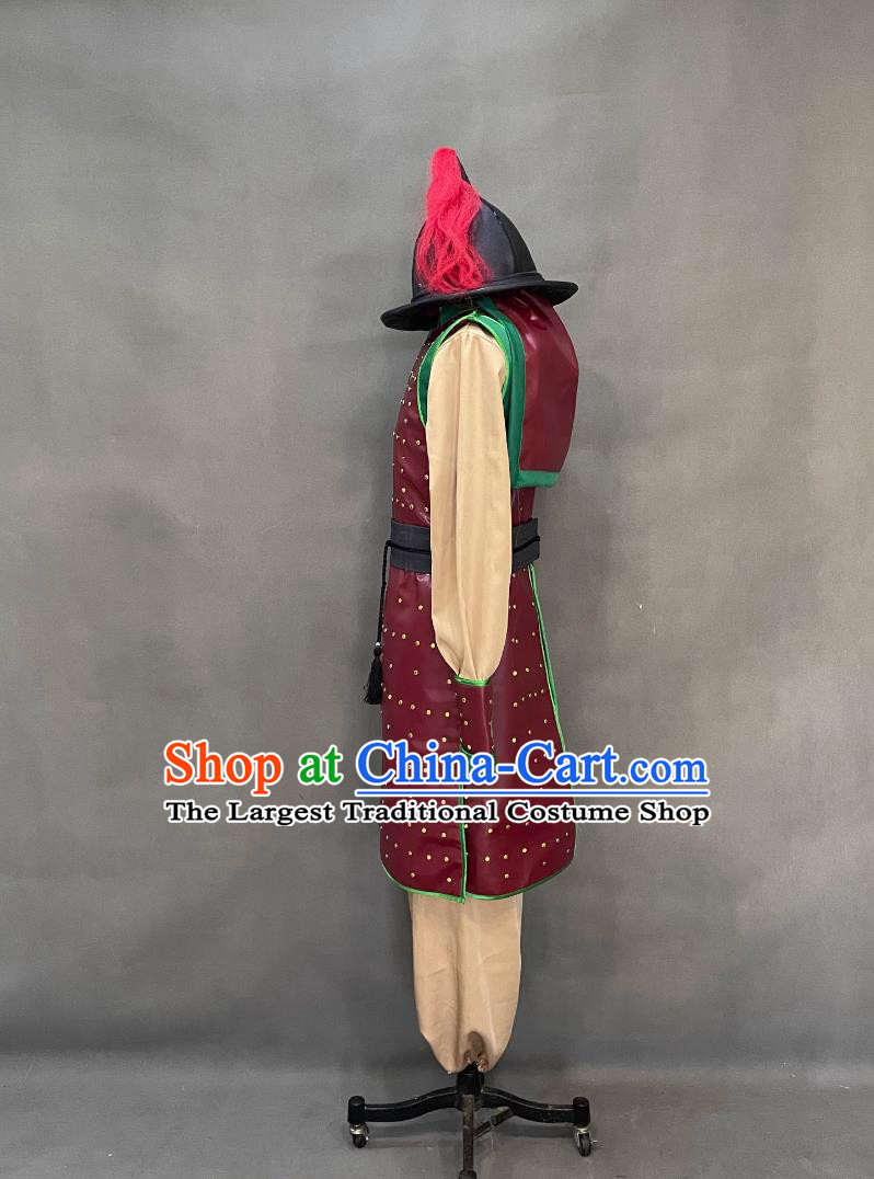 Ancient China Warrior Clothing Traditional Leather Armor Chinese Ming Dynasty Soldier Costume