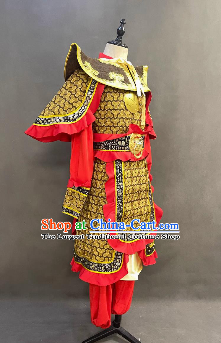 Chinese Song Dynasty Hero Costume Ancient China General Clothing Traditional TV Drama Yue Fei Red Armor