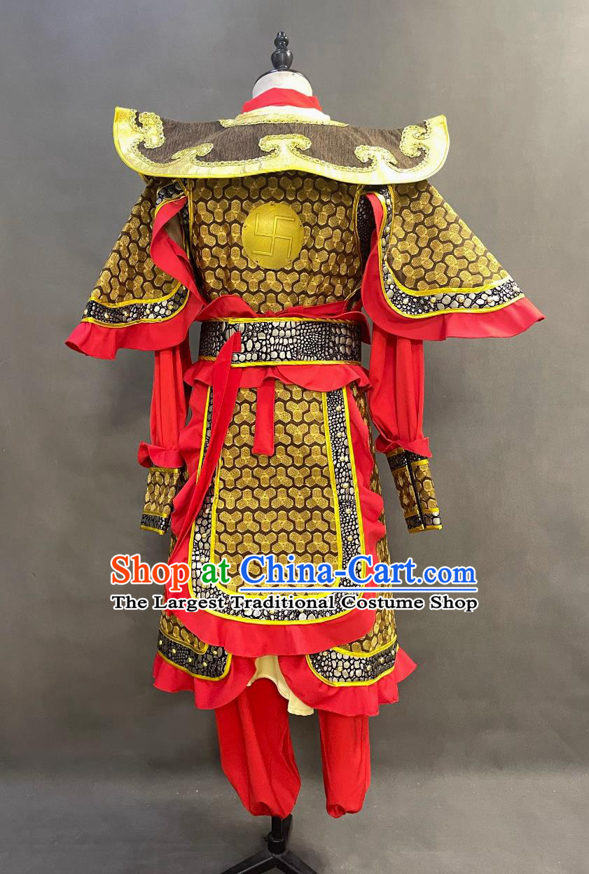 Chinese Song Dynasty Hero Costume Ancient China General Clothing Traditional TV Drama Yue Fei Red Armor