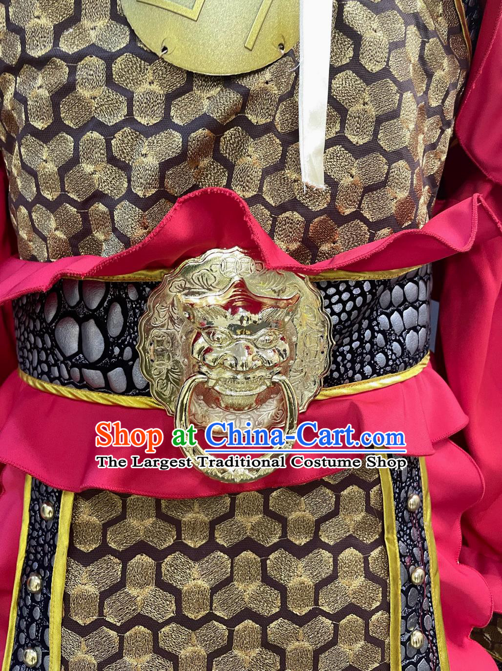 Chinese Song Dynasty Hero Costume Ancient China General Clothing Traditional TV Drama Yue Fei Red Armor