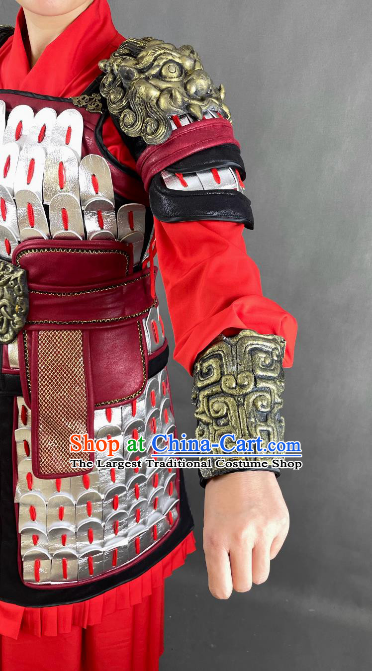 Chinese Northern Dynasty Heroine Costume Ancient China Female General Clothing Traditional TV Drama Hua Mu Lan Red Armor