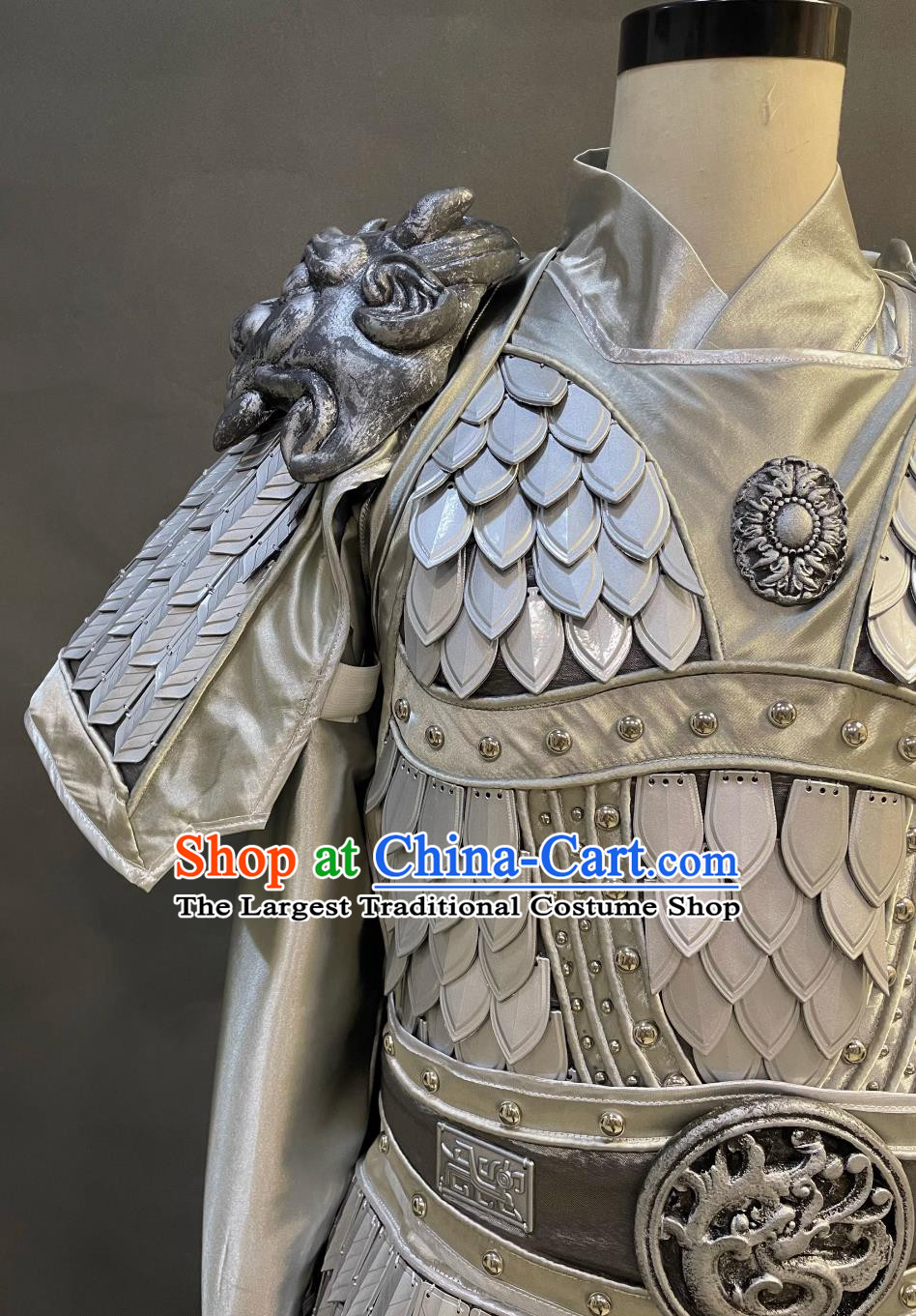 Chinese Han Dynasty Hero Costume Ancient China General Zhao Yun Clothing Traditional TV Drama Romantic of Three Kingdoms Zhao Zi Long Silver Armor