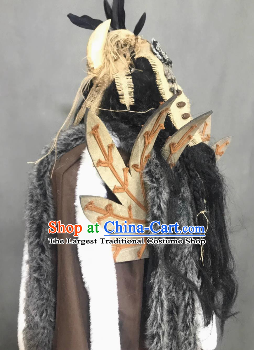 Traditional Chinese Hanfu Cosplay Tribal Chief Chi You Costume Ancient China Swordsman Clothing
