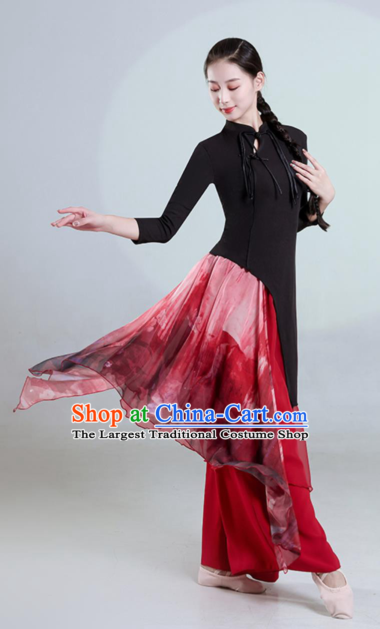 Women Group Dance Clothing Fan Dance Stage Performance Black Qipao Dress Chinese Classical Dance Costume