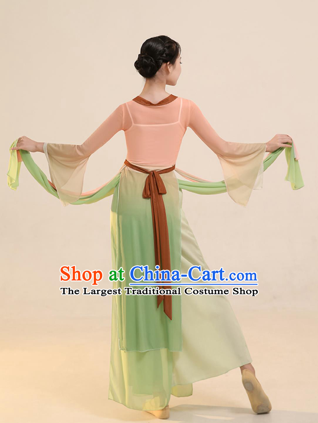 Woman Dance Exercise Clothing Chinese Stage Performance Fan Dance Dress Classical Dance Costume