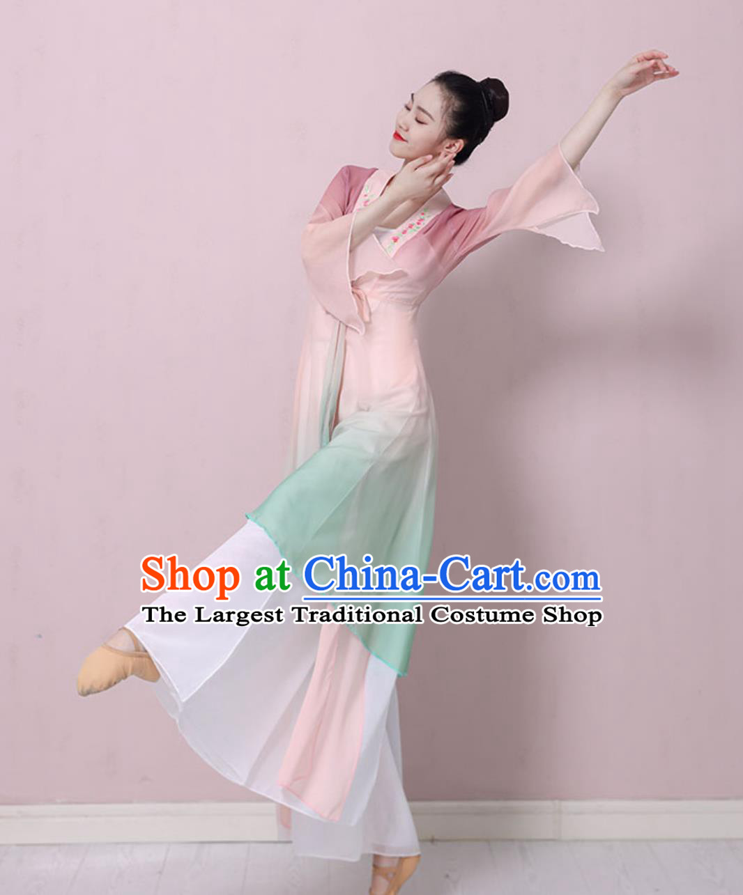 Top Classical Dance Costume Women Group Dance Clothing Chinese Stage Performance Umbrella Dance Dress