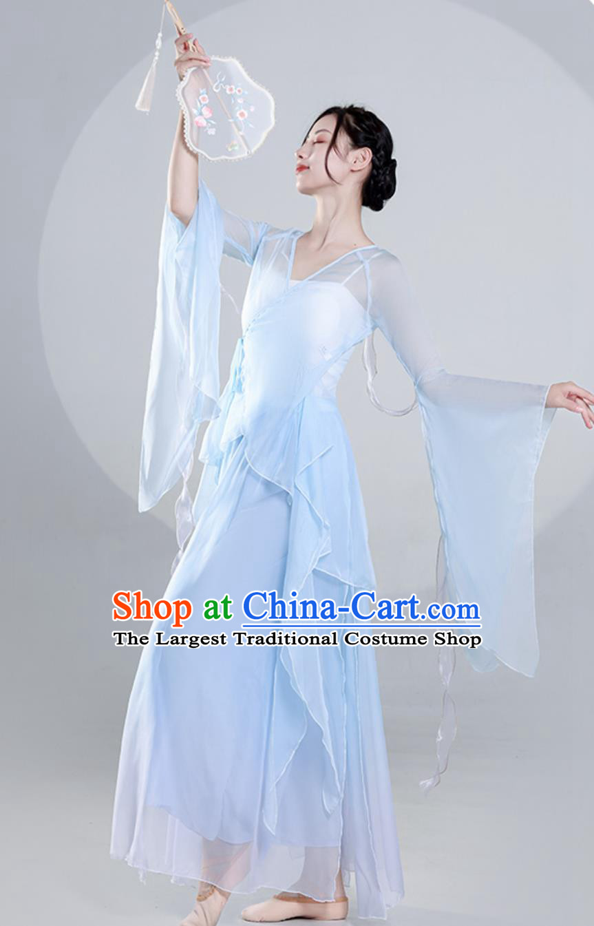 Top Stage Performance Light Blue Dress Chinese Classical Dance Costume Women Group Dance Clothing