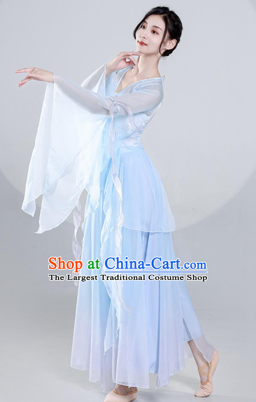 Top Stage Performance Light Blue Dress Chinese Classical Dance Costume Women Group Dance Clothing