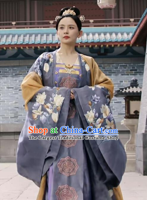 Chinese Ancient Tang Dynasty Imperial Empress Costumes TV Series Weaving A Tale of Love Queen Wu Mei Niang Embroidered Dresses