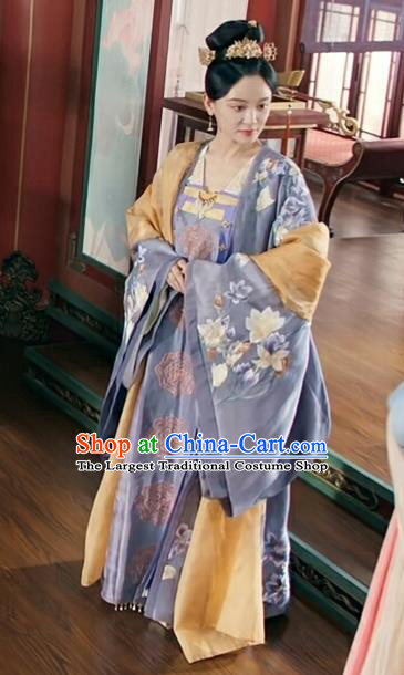 Chinese Ancient Tang Dynasty Imperial Empress Costumes TV Series Weaving A Tale of Love Queen Wu Mei Niang Embroidered Dresses