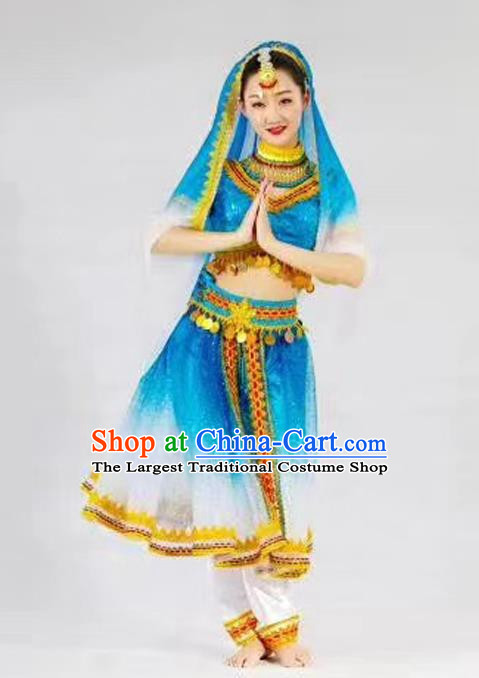 Indian Dance Tianzhu Dance Costume China Ethnic Minority Uyghur Large Swing Skirt Costume