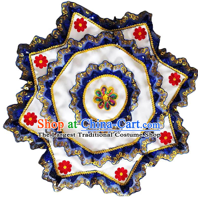 Blue Edged White Handkerchief Flower Dance Two Person Handkerchief Dance Square Dance Special Northeastern Twisted Chinese Yangko Octagonal Scarf