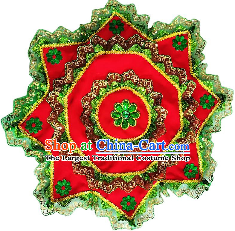 Green Edged Red Handkerchief Flower Dance Two Person Handkerchief Dance Square Dance Special Northeastern Twisted Chinese Yangko Octagonal Scarf