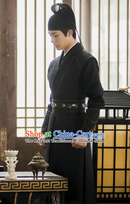 TV Series Royal Rumours Imperial Bodyguard Black Clothing Chinese Ancient Tang Dynasty Young Hero Costumes