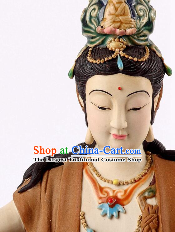 Chinese Shiwan Ceramics Buddha Arts Collection Handmade Samantabhadra Bodhisattva Statue