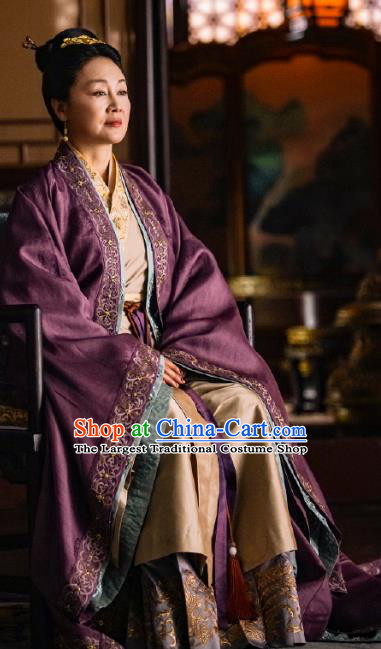 TV Series The Imperial Age Empress Ma Purple Dress Chinese Ancient Ming Dynasty Court Woman Clothing