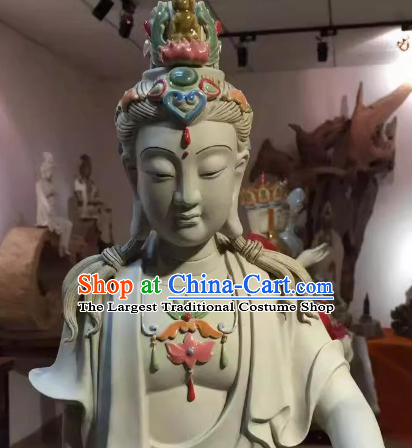 Chinese Shiwan Ceramic Sculpture Guan Yin Statue Bodhisattva Figurine