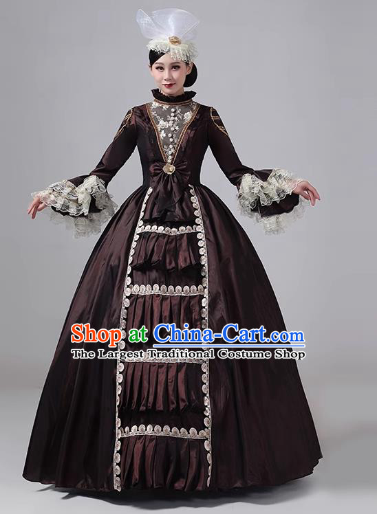 Coffee Stage Show Clothing Drama Costume European Court Dress French Medieval Aristocratic Long Dress Retro Princess Garment
