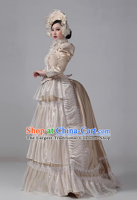 Champagne European Style Court Dress European Medieval Aristocratic Retro Costume Rococo Style Classical Princess Dress