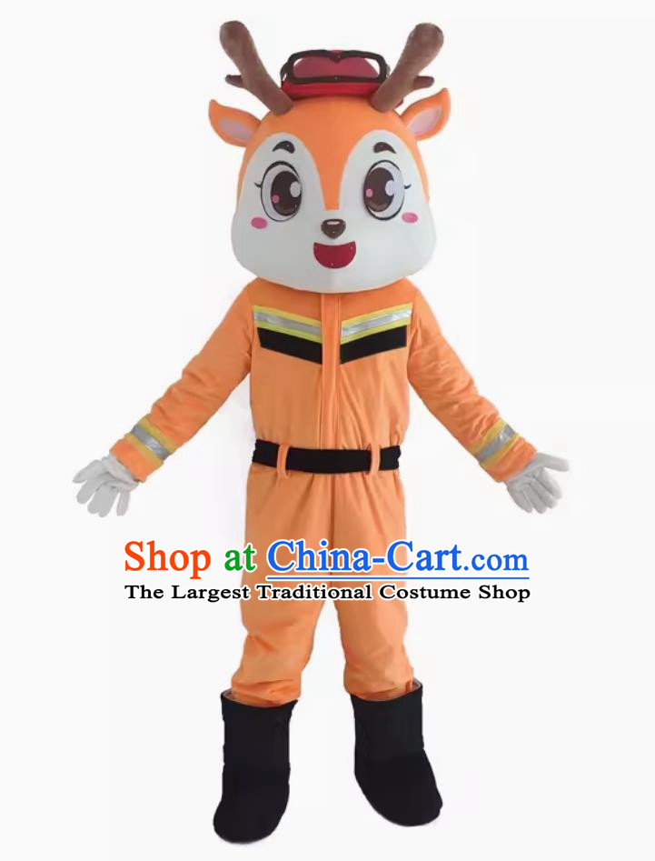 Fireman Deer Police Doll Costume Walking Person Wear Doll Promotional Cartoon Image Doll Outfit