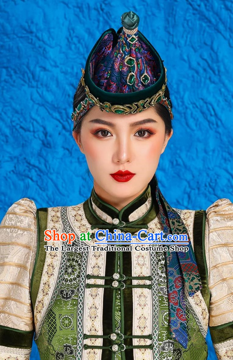 Ethnic Minority Ancient Crown Mongolian Headdress Exotic Style Hat Bride Dance Performance Performance Forehead Decoration