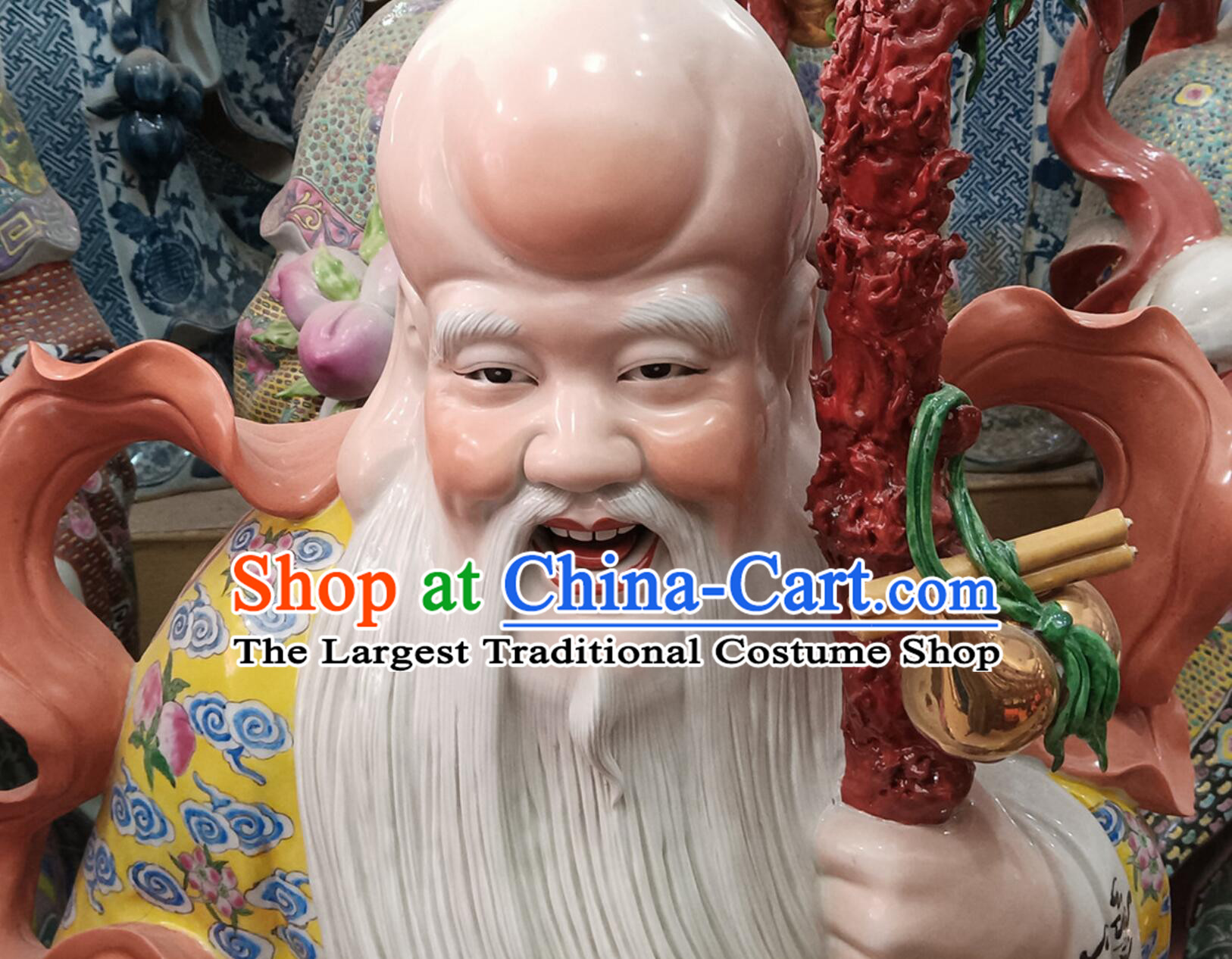 Handmade Porcelain Craft Traditional Chinese God of Longevity Figurine Jingdezhen Ceramic Statue