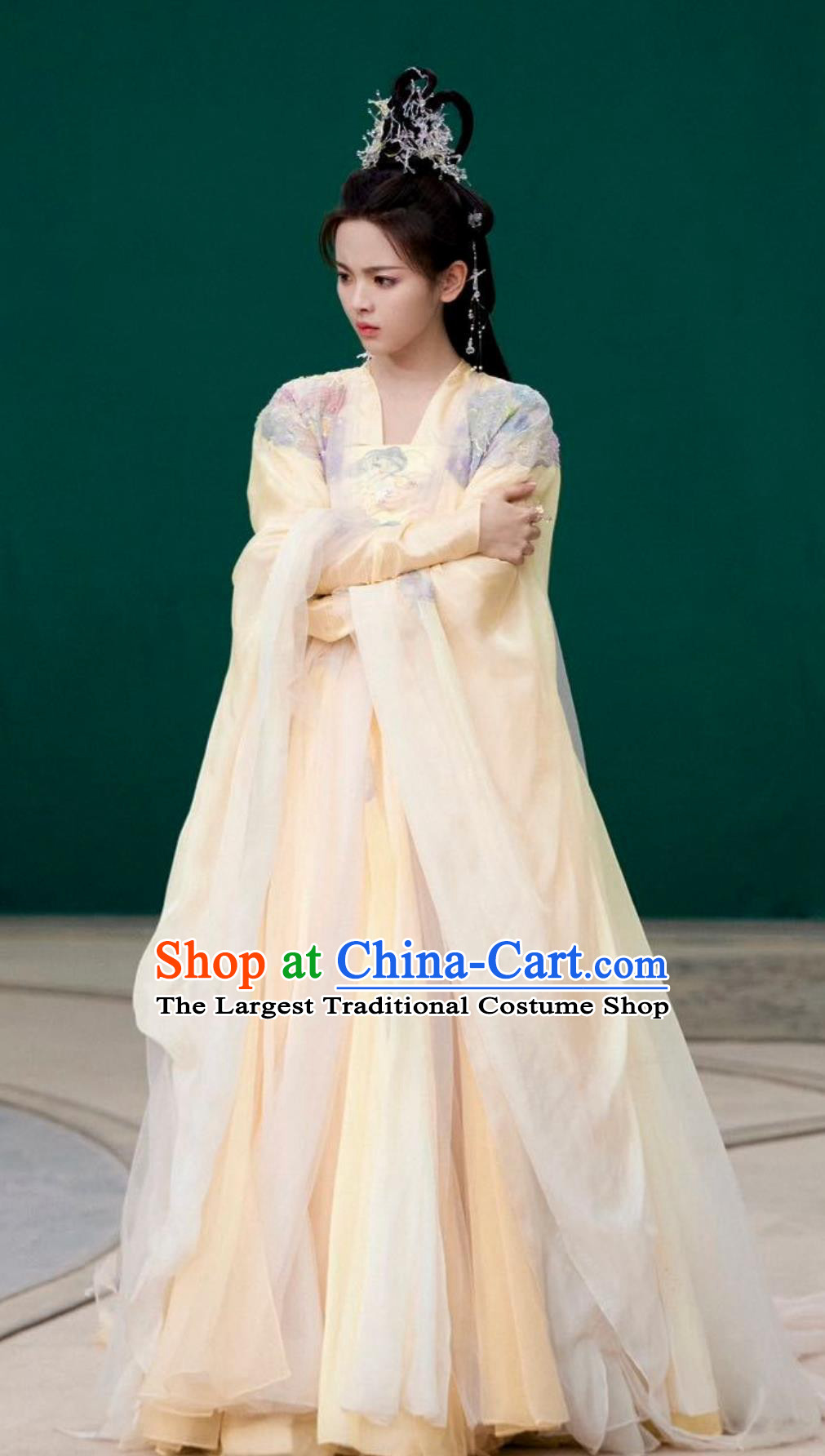 TV Drama Love You Seven Times Fairy Xiang Yun Garment Costumes China Ancient Goddess Yellow Dress Clothing