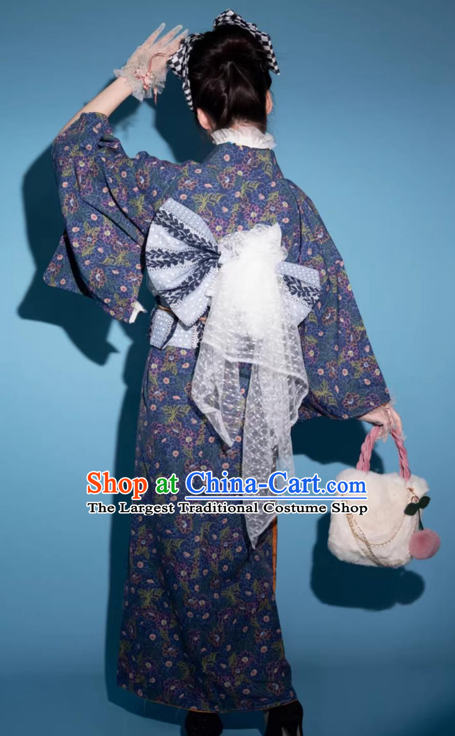 Japanese Women Dress Traditional Costume Formal Attire Floral Kimono