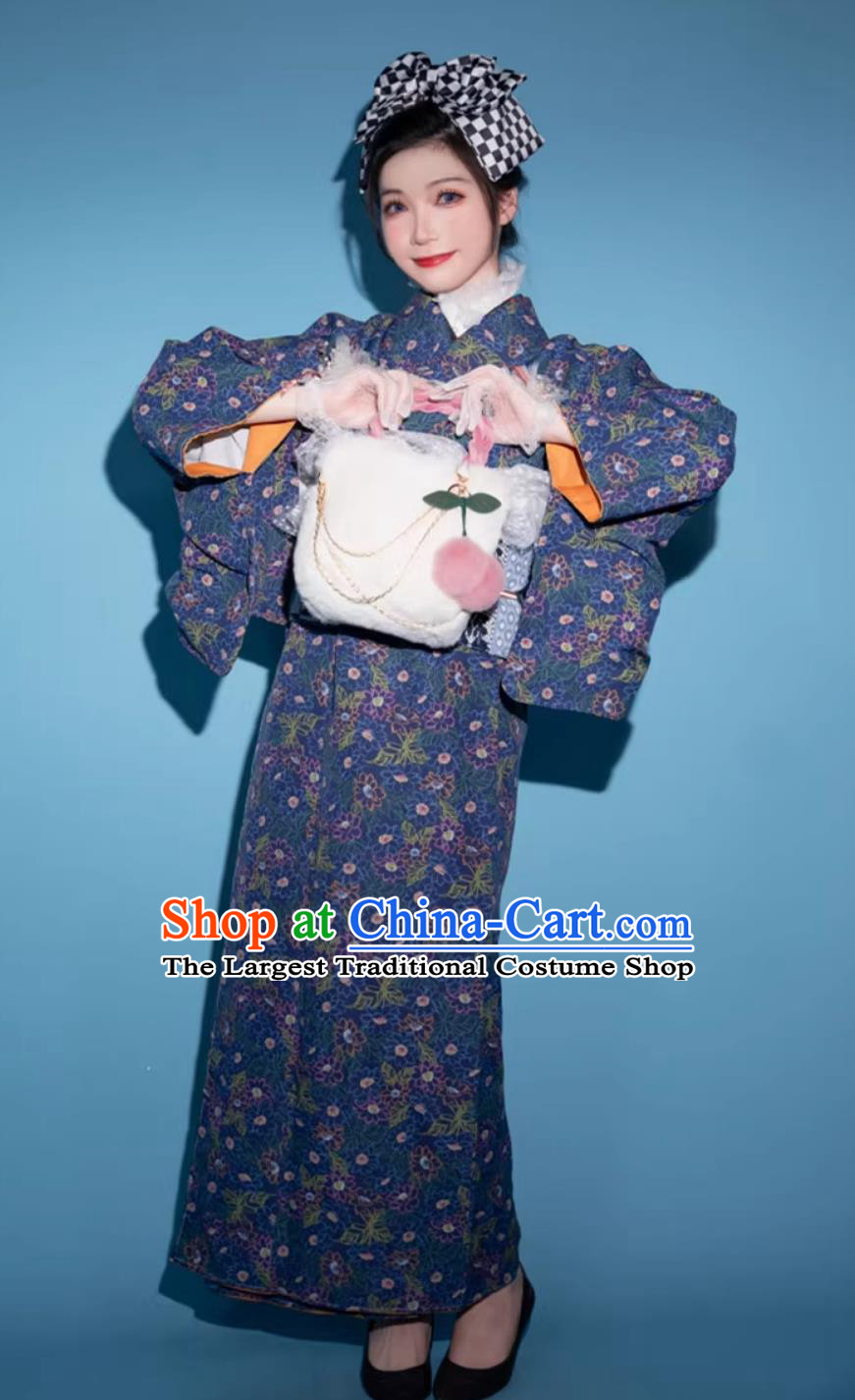 Japanese Women Dress Traditional Costume Formal Attire Floral Kimono