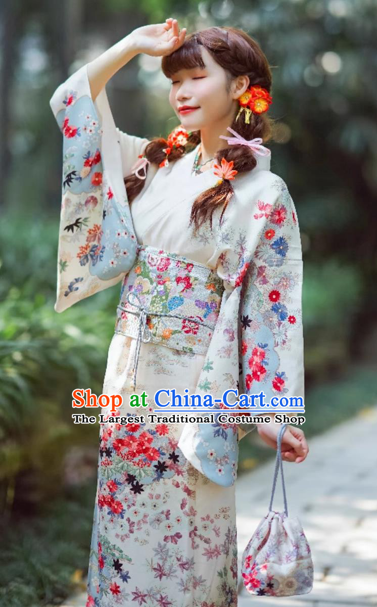 Japanese Kimono Women Improved Kimono Formal Print Dress