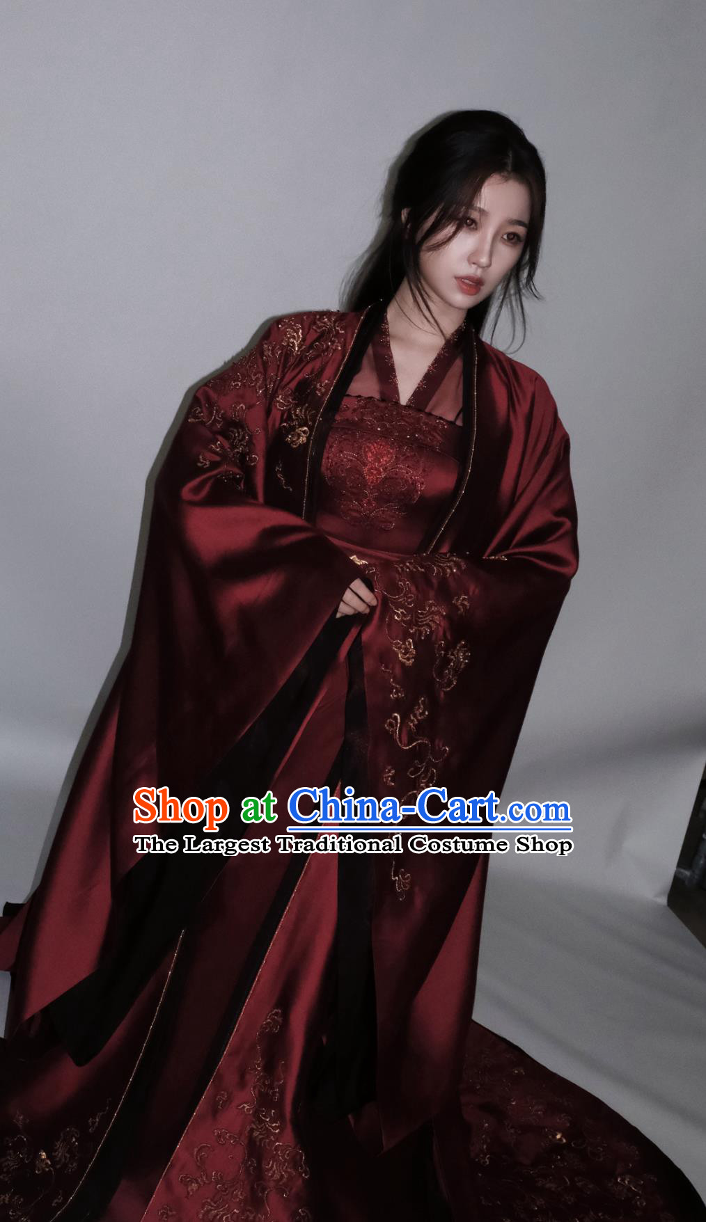 China Ancient Swordswoman Garment Costumes TV Drama My Journey To You Super Heroine Yun Wei Shan Wedding Dress