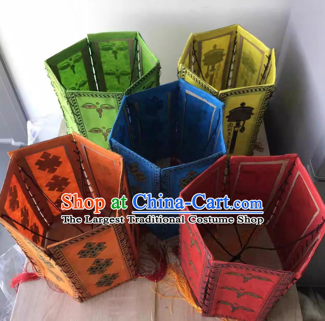 Top Paper Lampshade Chinese Tibetan Decoration Light Handmade Traditional Lantern Shade