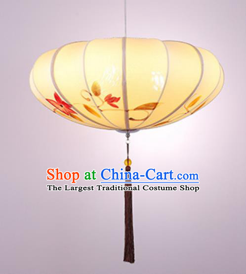 Beige Traditional Hand Painted Lantern Chinese Mantou Cloth Art Lamp Exhibition Hall Decorative Lamp