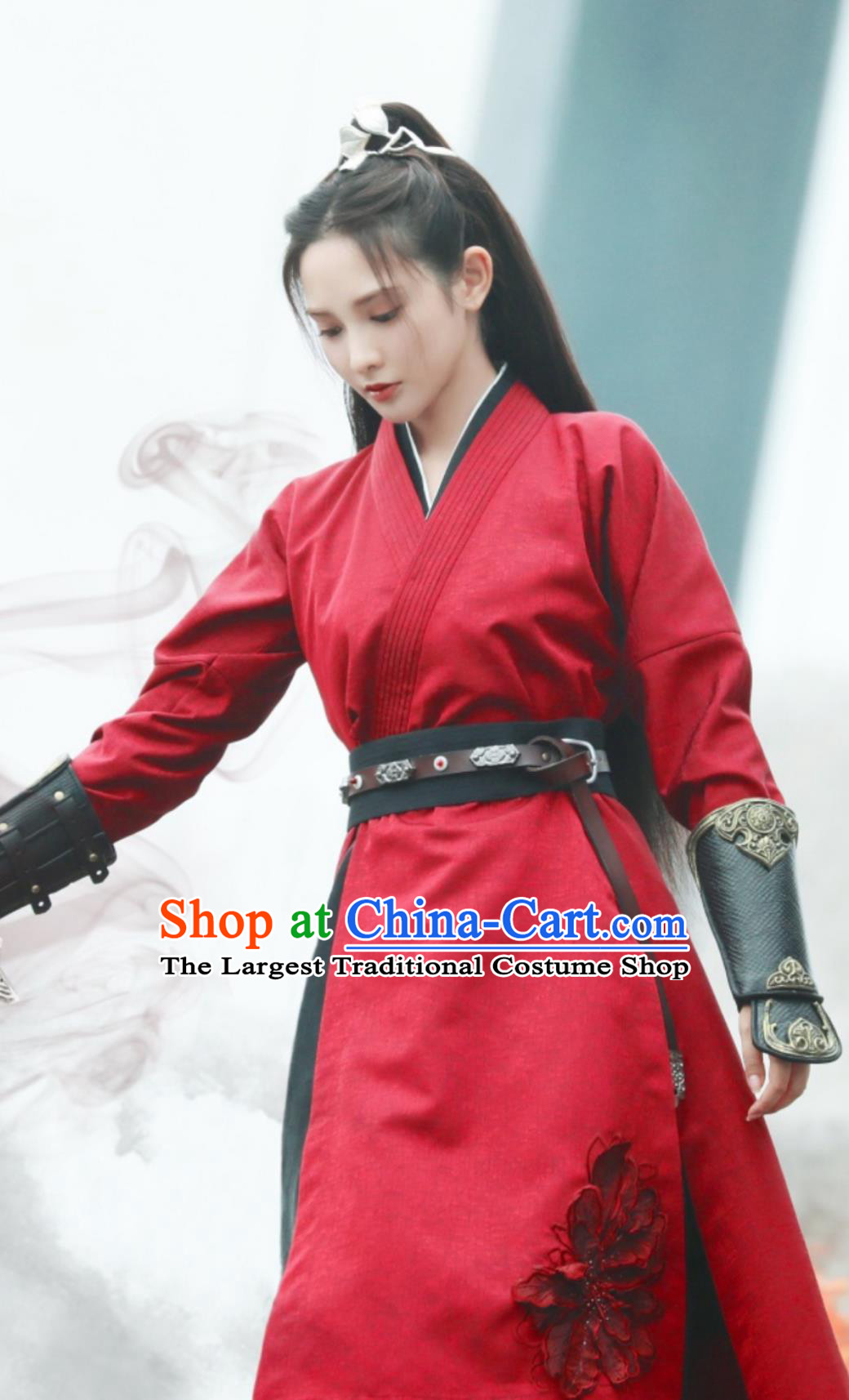 Chinese Ancient Swordsman Red Costumes TV Series Jun Jiu Ling Heroine Dress
