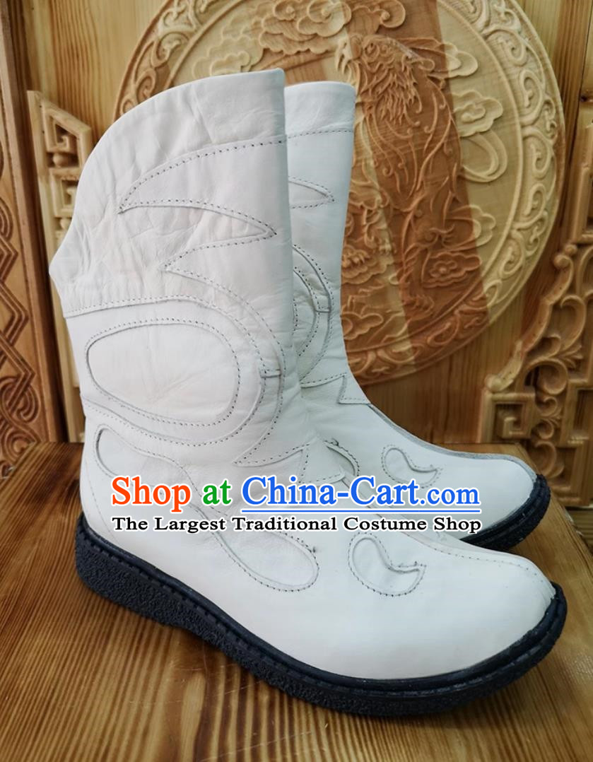White Children Mongolian Boots Autumn And Winter Ethnic Style Leather Boots Genuine Leather Martin Boots Knight Boots Dance Performance Boots