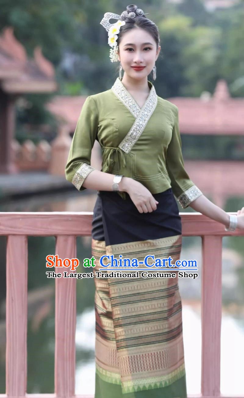 Dai Traditional Clothing Female Green Suit