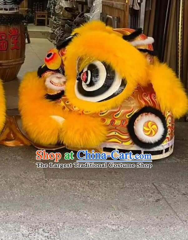 Chinese Orange Fur Dance Lion Professional Dancing Lion Handmade Woolen Fut San Lion Costume Complete Set