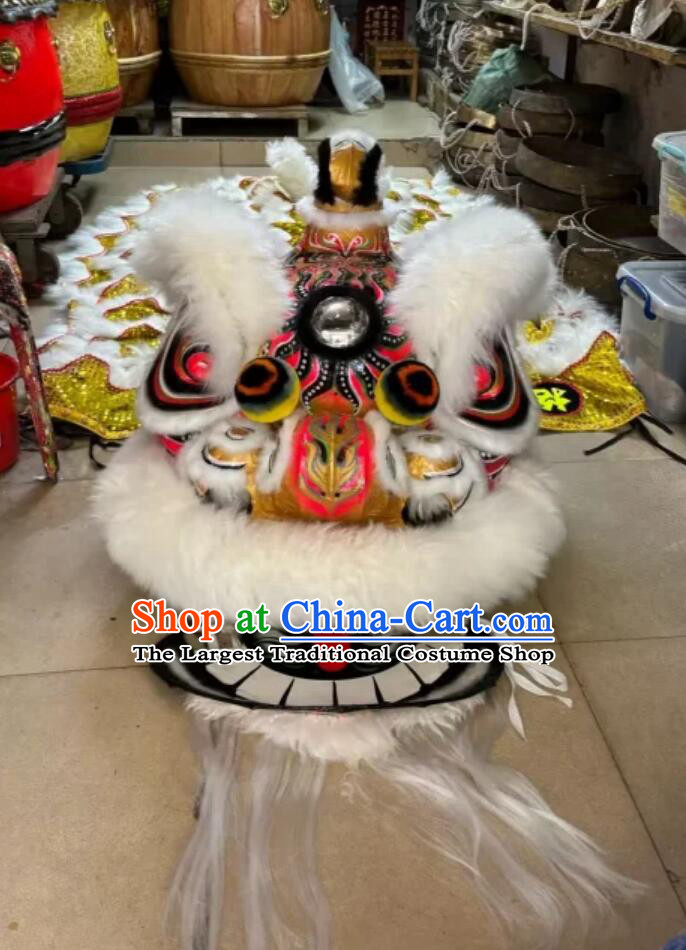 Top White Wool Hok San Lion Handmade Dance Lion Chinese Professional Dancing Lion Costume Complete Set