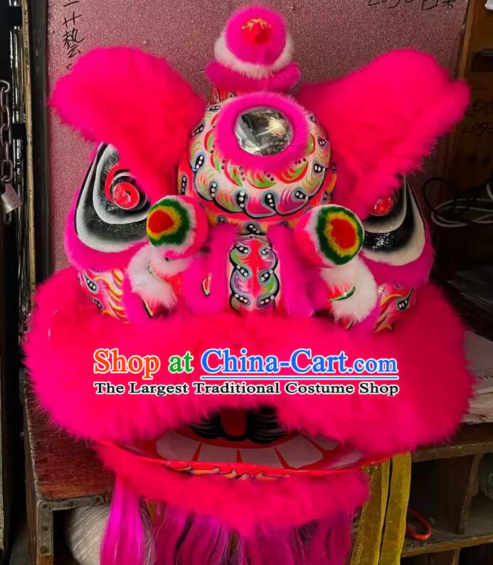 Handmade Fut San Lion Chinese Deep Pink Fur Dance Lion Professional Dancing Lion Costume Complete Set