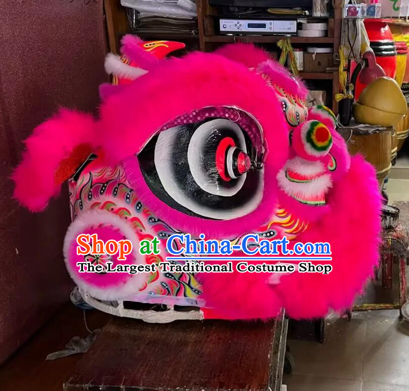 Handmade Fut San Lion Chinese Deep Pink Fur Dance Lion Professional Dancing Lion Costume Complete Set