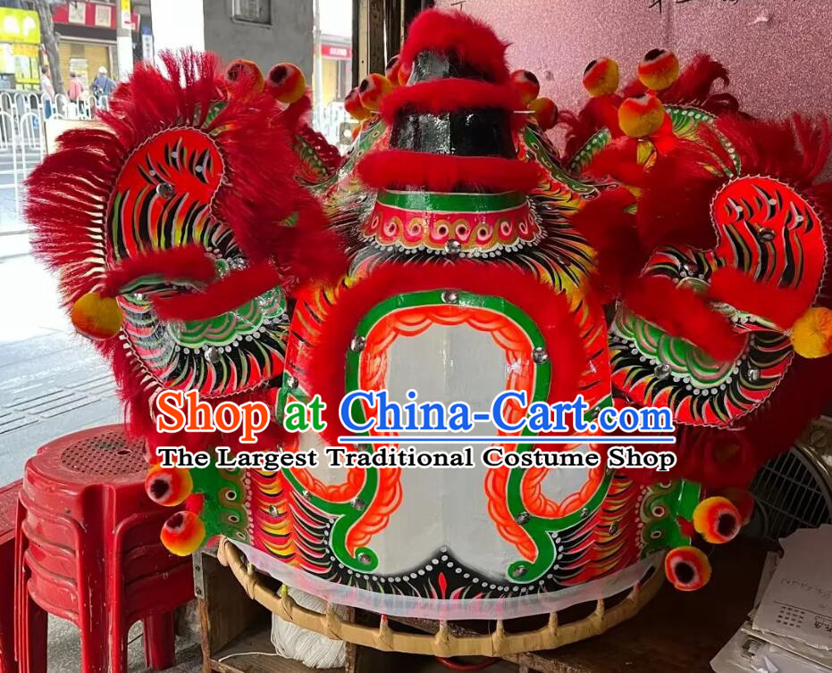 Professional Dancing Lion Head Handmade Fut San Lion Chinese Traditional Dance Lion Costumes Complete Set