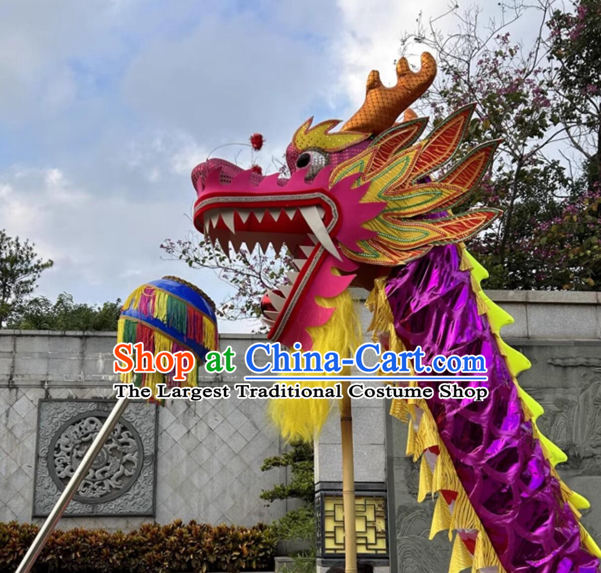 Chinese New Year Purple Dancing Dragon Handmade Dance Dragon Head Celebration Parade Dragon Costume Complete Set