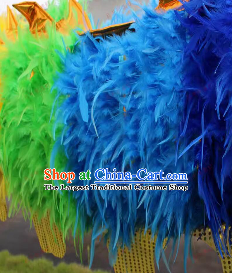 Chinese Celebration Parade Dance Dragon Handmade Feather Dancing Dragon New Year Phoenix Dragon Costumes Complete Set