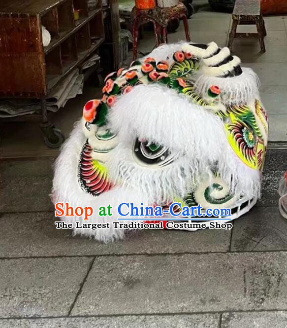 Chinese Traditional Dance Lion Professional Liu Bei Dancing Lion Top White Wool Fut San Lion Costume Complete Set
