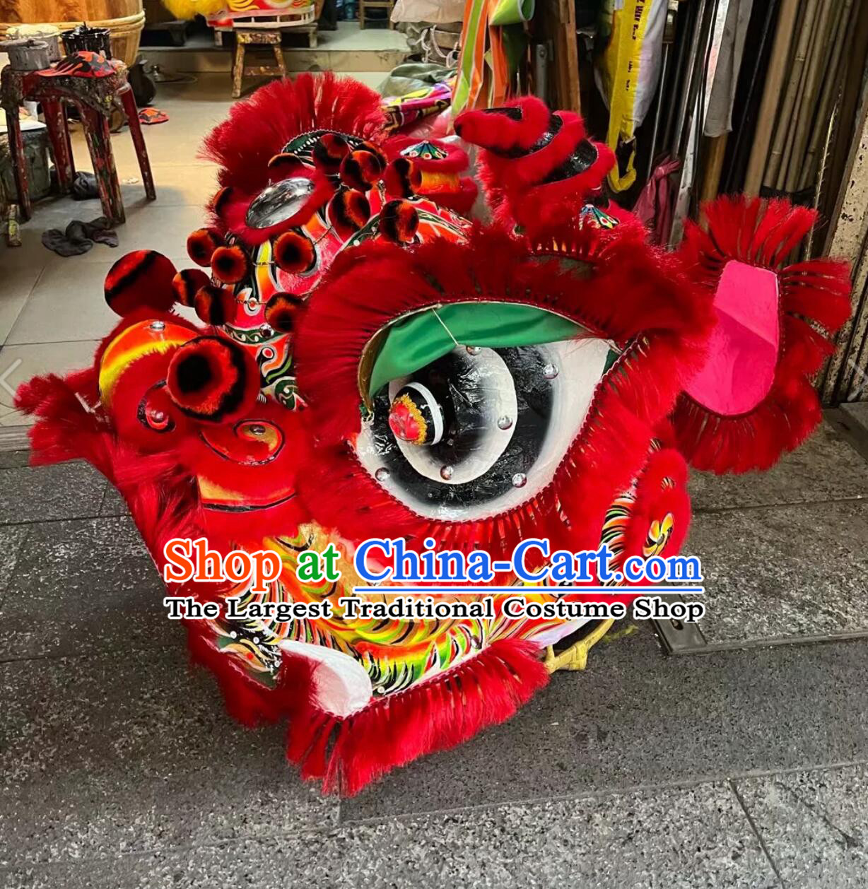 Handmade Red Wool Fut San Lion Chinese Traditional Dance Lion Professional Dancing Lion Costume Complete Set