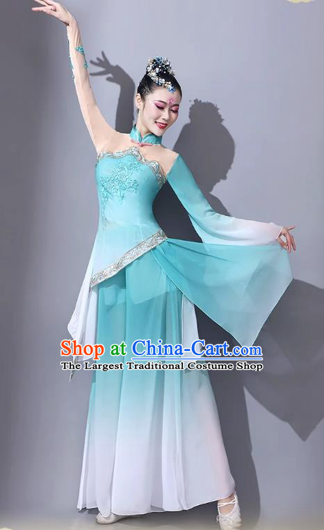 Jiaozhou Yangge Clothing Blue Fan Performance Outfit Classical Dance Performance Attire Chinese Female Art Exam Dance Costume
