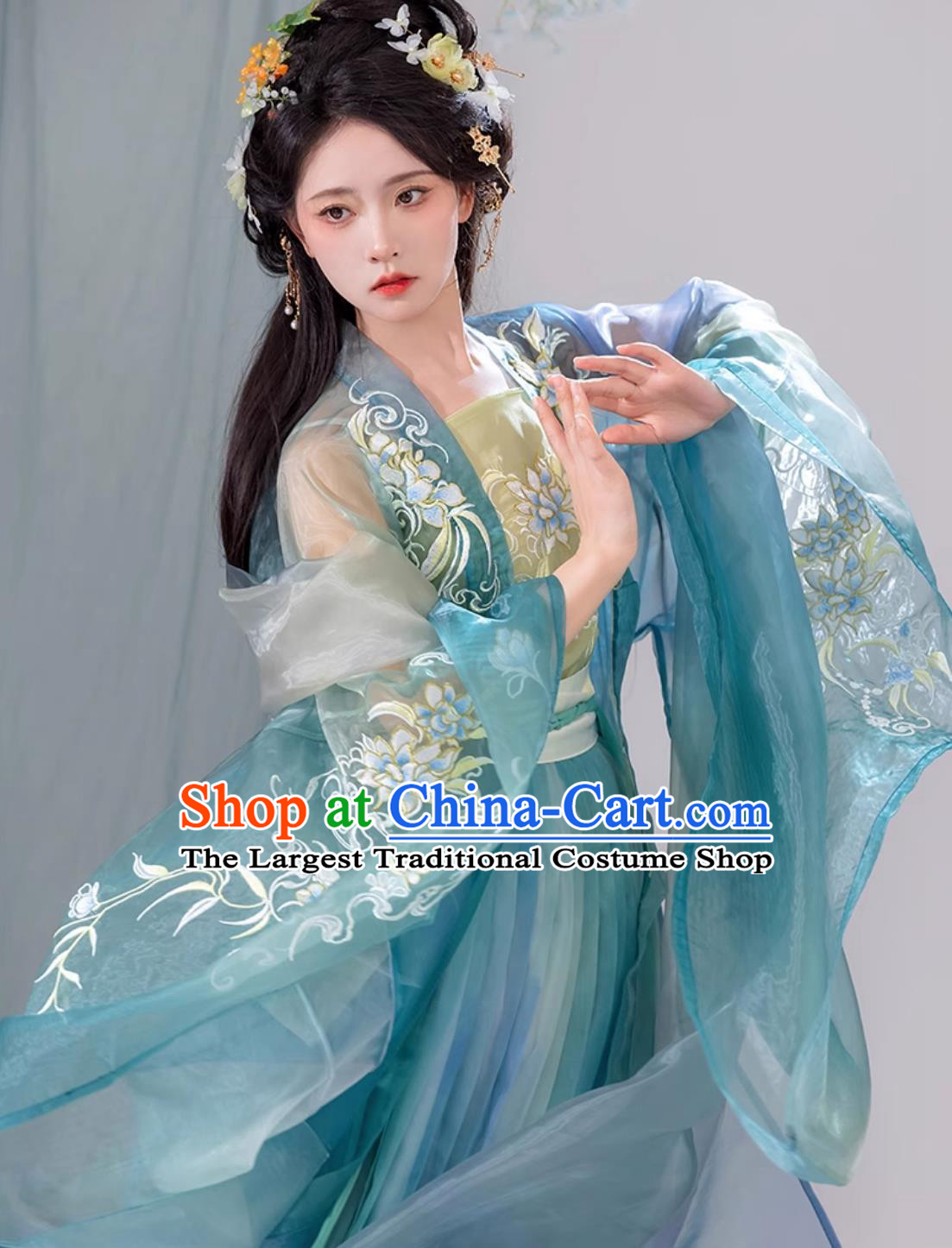 Chinese Ancient Princess Fairy Costumes Traditional Hanfu Clothing Woman Blue Dress