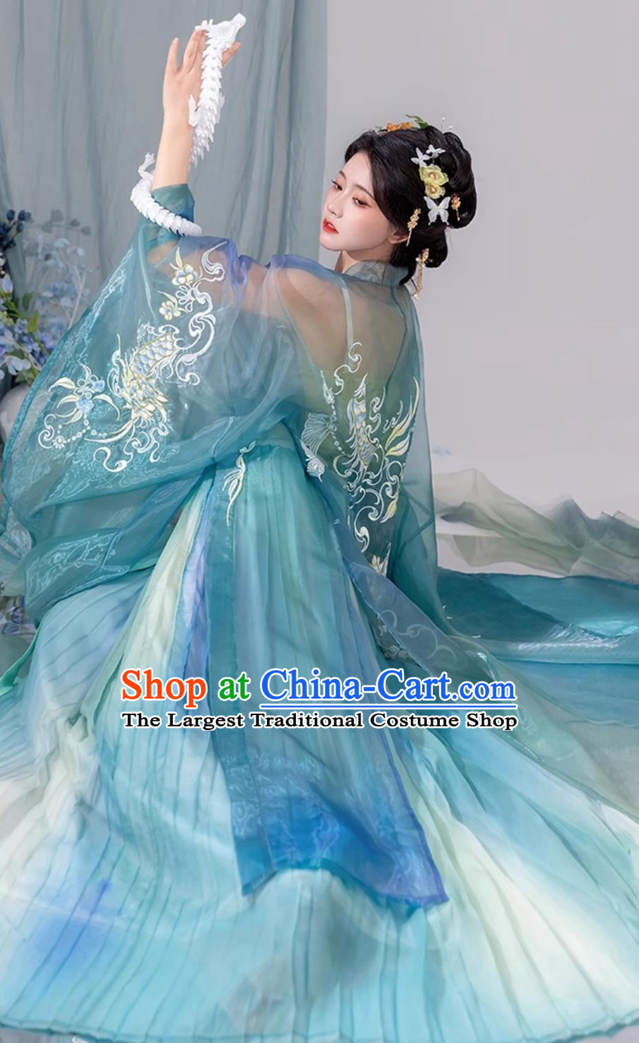 Chinese Ancient Princess Fairy Costumes Traditional Hanfu Clothing Woman Blue Dress