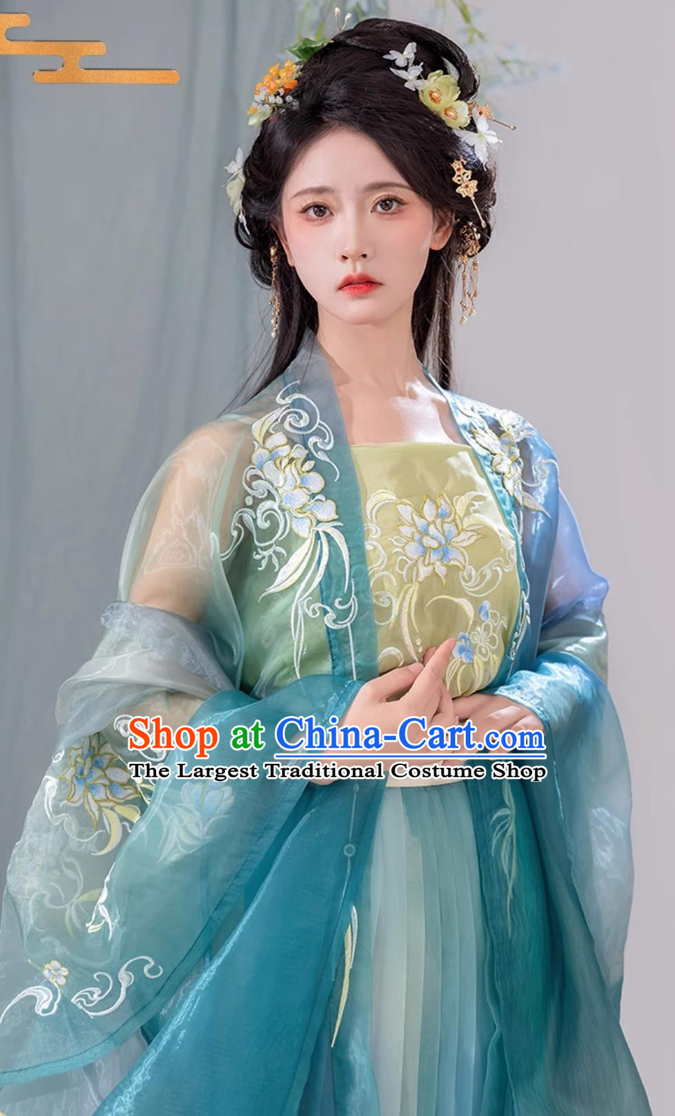 Chinese Ancient Princess Fairy Costumes Traditional Hanfu Clothing Woman Blue Dress