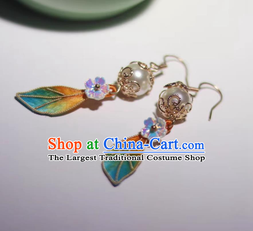 Chinese Hanfu Qipao Accessories Earrings Intangible Cultural Heritage Handmade Jewelries Velvet Flower Silk Imitation Diancui Earbobs